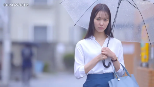 Melancholy · Stand · 蓝裙 · Half-body · 透明伞 · Outdoor · Holding an umbrella · 雨景