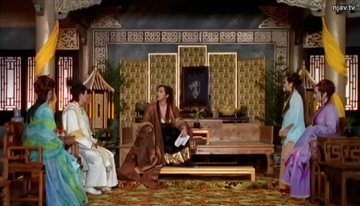 坐姿 · 严肃 · 远景 · 交流 · 多人 · 屏风 · 古装 · 古风室内