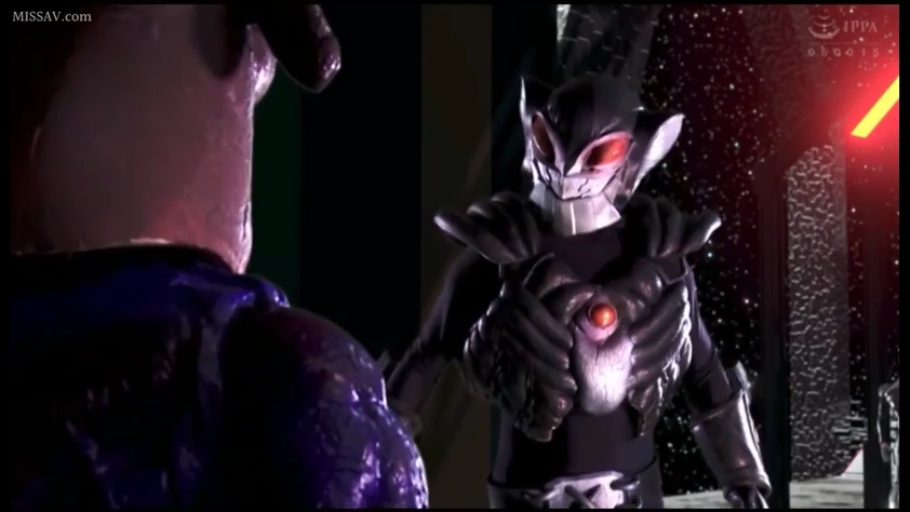 中景 · 面对面站立 · 对峙 · 无表情 · 特摄片 · 特摄皮衣 · 宇宙飞船 · 盔甲面具