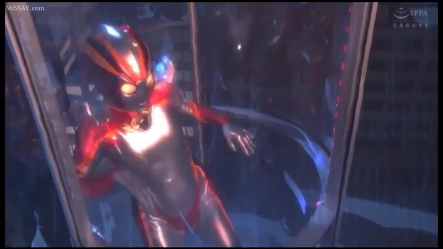 全身 · 站立 · 头盔 · 特摄 · 红色紧身皮套 · 面具遮挡 · 座舱 · 受困挣扎