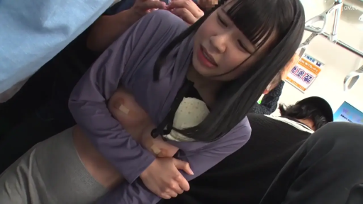 站姿 · 半身 · 手すり · 苦痛 · 痴汉 · 电车 · 紫色上衣 · 掀衣