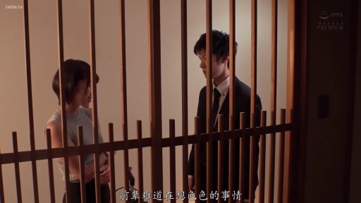 室内 · 站立 · 中景 · 平静 · 中文字幕 · 对视 · 西装 · 栅栏