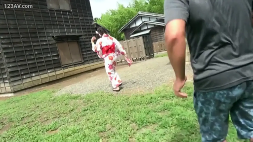 远景 · 奔跑 · 户外草坪 · 短袖短裤 · 野外题材 · 追逐 · 日式老宅