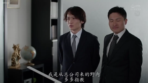 严肃 · 办公室 · 站立 · 字幕 · 西装 · 地球仪 · 介绍