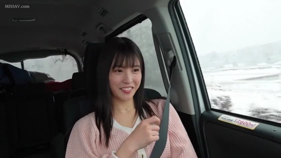 坐姿 · 面部 · 微笑 · 交流 · 车内 · 安全带 · 粉色针织衫 · 雪景