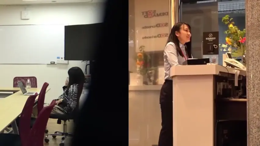 会話 · 办公室 · 站立 · オフィスデスク · 开朗 · 黑色长裤 · 拼贴画面