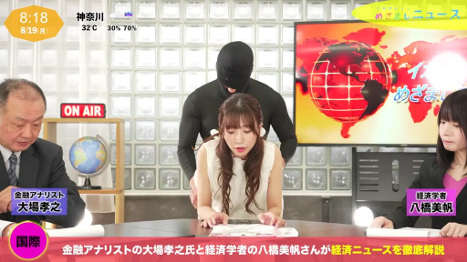 角色扮演 · 办公桌 · 中景 · 猥亵 · 白色背心 · 惊讶 · 演播室 · 趴伏