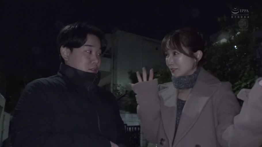 会話 · 半身特写 · 面对面站立 · 夜景 · 棕色大衣 · 温和 · 夜の通り