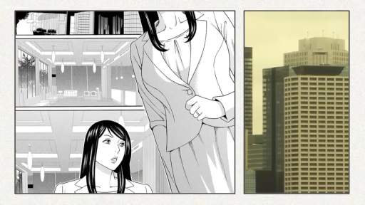 胸部特写 · 办公室 · 站立 · OL装 · 惊讶 · 婚戒 · 黑白漫画 · 解扣子