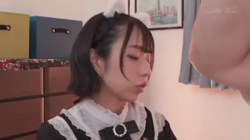 Indoor · oral sex · Kneeling posture · 面部特写 · 女仆装 · 张嘴 · Japanese AV · 猫耳发箍