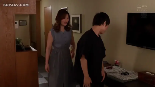 站立 · 全景 · 自然 · 灰色连衣裙 · 酒店客房 · 电视机 · 非色情 · 行走交谈