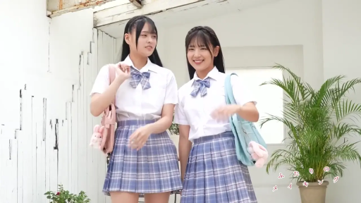 Whole body · School uniform · Stand · Smile · 行走 · Outdoor · 双人 · 书包