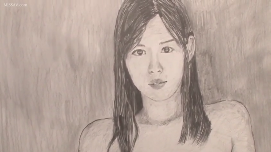 Indoor · Close-up of the face · 平静 · Nude · Stare · 正面 · 素描