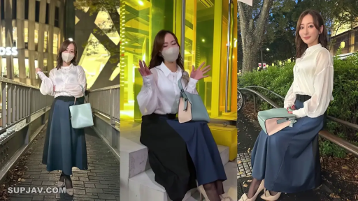 全身 · 站立 · 摆拍 · 微笑 · 青いロングスカート · ハンドバッグ · 拼接図 · 户外街道