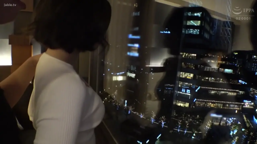 窗边 · 站立 · 夜景 · 侧影 · 白色紧身上衣 · 观景