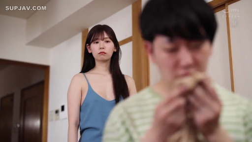 委屈 · 寝室 · 站立 · 中景 · 注視 · 蓝色吊带裙