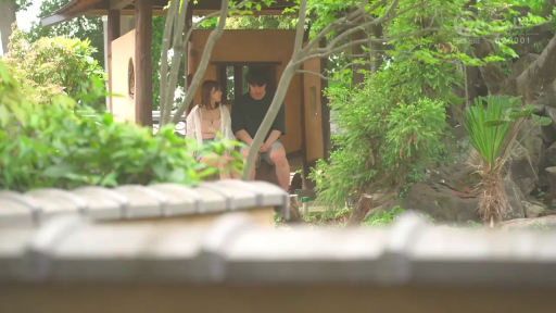 会話 · カジュアルウェア · 遠景 · 平凡 · 户外凉亭 · 并排坐位 · 园林景观