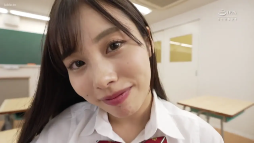 School uniform · Classroom · Smile · 面部特写 · 课桌 · 注视镜头 · 长发 · 歪头前倾