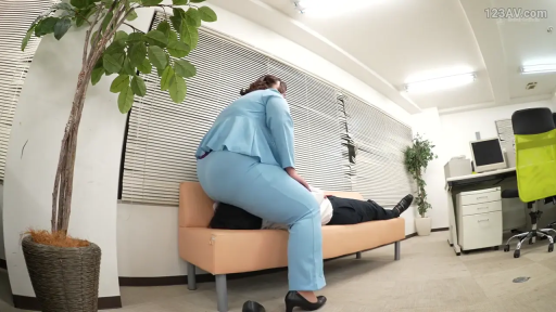 办公室 · 跨坐 · 侧脸 · 颜面骑乘 · OL职业装 · 长椅 · 蓝色职业套装