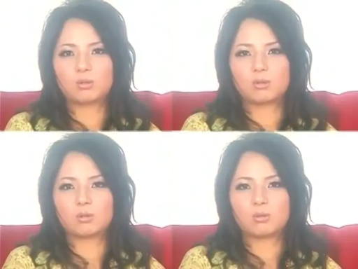 室内 · 坐姿 · 面部 · 平静 · 沙发 · 注视 · 花纹上衣 · 四宫格