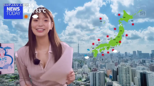 站立 · 中景 · 笑容 · 演播室 · 播报 · 女主播 · 稿纸 · 紧身低胸装