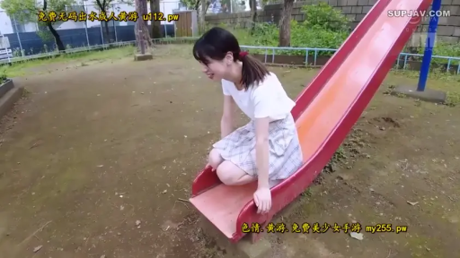 蹲姿 · 格纹裙 · 全景 · 笑容 · 户外公园 · 玩耍 · 滑梯