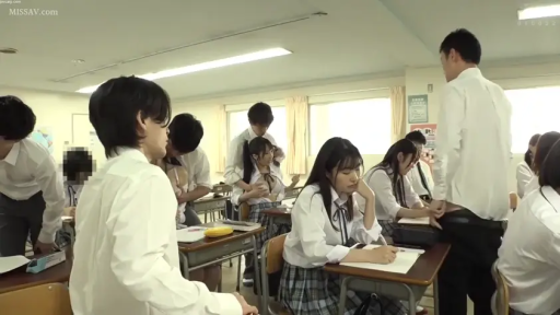 Sitting Posture · 揉乳 · Classroom · 全景 · 课桌 · 多人 · JK Uniform · No expression