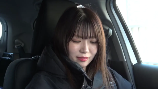 座り姿勢 · 面部 · 车内 · 长发 · シートベルト · 黑色外套 · 恥ずかしげな微笑み · 系安全带