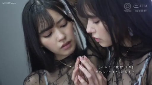 melancholy · 镜子 · 长发 · Standing Posture · Close-up of face and hands · 黑色蕾丝透视上衣 · 室内镜子前 · 凝视镜中自己并抚摸双手